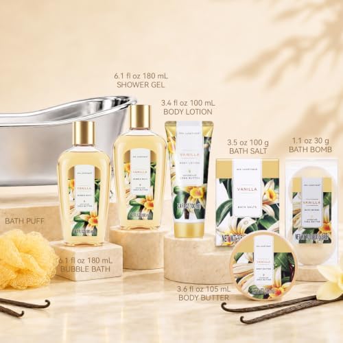 Gift Baskets for Women, Spa Luxetique 8 Pcs Vanilla Birthday Bath and Body Set, Self Care Kit for Her, Including Bubble Bath, Shower Gel, Body Lotion Christmas Gifts for Mom - Image 2