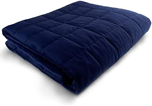 Weighted Blanket - 80"x87" - 25-lbs - Queen/King Size Bed - No Cover Required - for 120-180-lb Adult - Heavy Adult Comforter - Premium Glass Beads - Calming Stimulation Sensory Relaxation - Navy Blue by HugBudWeightedBlankets