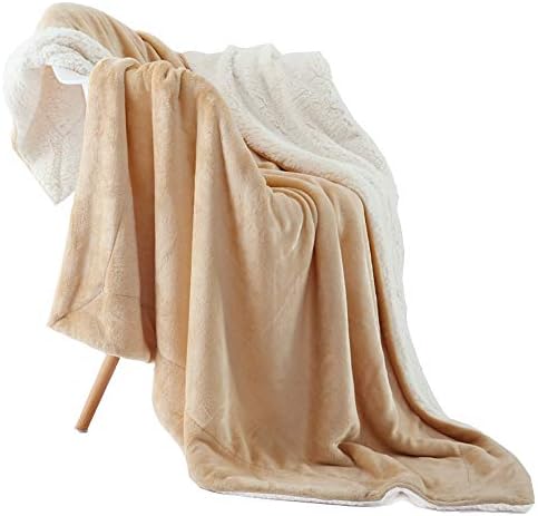 NANPIPER Throw Blanket Reversible Sherpa Flannel Super Soft Fuzzy Plush Fleece Microfiber for Bed/Couch (60"x80",Beige) by NANPIPER