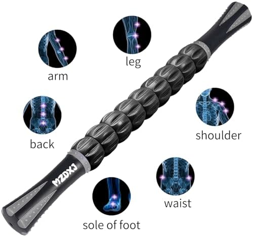 Muscle Roller Massage Roller Stick- Deep Tissue Fascia Blaster for Myofascial Pain Relief, Lymphatic Drainage & Body Sculpting, Handheld Physical Therapy & Recovery Tool (Gray Black-) - Image 6