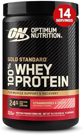 Optimum Nutrition Gold Standard Whey Protein, Strawberries & Cream, 1 LB by OPTIMUMNUTRITION
