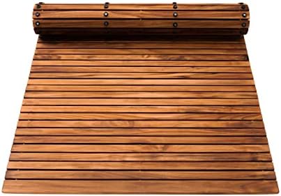 Nordic Teak 100% Solid Teak Wood String Mat - Indoor and Outdoor Use - Non-Slip Wooden Platform for Sauna, Pool, Hot Tub Flooring Decor and Protector (Oiled Finish, 59" x 35") by NordicStyleTeak