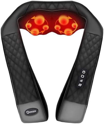 KNQZE Neck Shoulder Massage with Soothing Heat, Electric Shiatsu Back Massager 4D Deep Tissue Kneading Massagers for Full Body Muscle Pain Relief Relax, Christmas Birthday Gift, Not Cordless by KNQZE