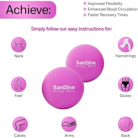 Lacrosse Massage Balls for Deep Tissue Massage - Release Tension Relieve Muscle Soreness Improve Flexibility - Ideal for Myofascial Release Trigger Point Therapy - 2Pack Yoga balls by Sandine (Purple) - Image 3