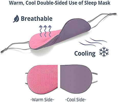 Sleeping Mask 2 Pack, Warm, Cool Double-Sided Use of Sleep Mask, Super Soft Blindfold with Adjustable Strap, Block Out Light, Comfort Sleep Eye Mask for Travel Meditation Nap - Image 2