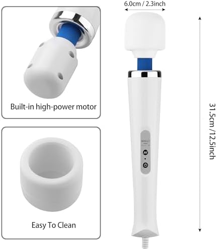 AEVEONE Personal Massage Device - Handheld Vibration Massager - Powerful Wired Wand - Best for Travel - Magic Stress Away - Perfect on Back Legs Hand Pains and Sports Recovery - White - Image 2
