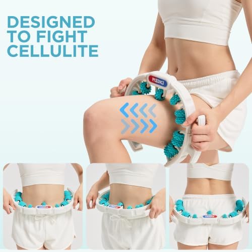 Cellulite Massage Tool, Anti-Cellulite Roller- Lymphatic Drainage Massager - Muscle Roller, Deep Fascia Massage, Dimpled Skin Removal, Legs/Thighs/Buttocks (15 Wheel - Cyan) - Image 5