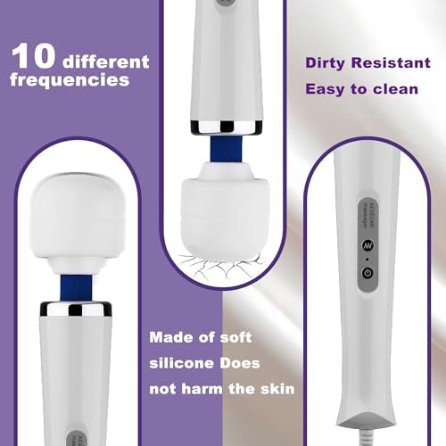 AEVEONE Wired Powerful Handheld Wand Massager, Strong Personal Vibration Massage for Sports Recovery, Back Muscle Aches, Whole Body Pain (White) - Image 5