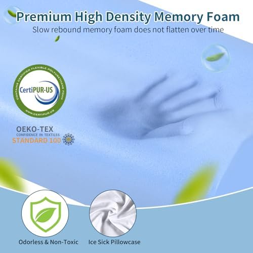 Cervical Neck Pillow for Pain Relief, Contour Memory Foam Pillows Ergonomic Pillow for Sleeping Bed Pillow Neck Support with Cooling Pillowcase Orthopedic Pillow for Side Back Sleepers(Light Grey) - Image 3