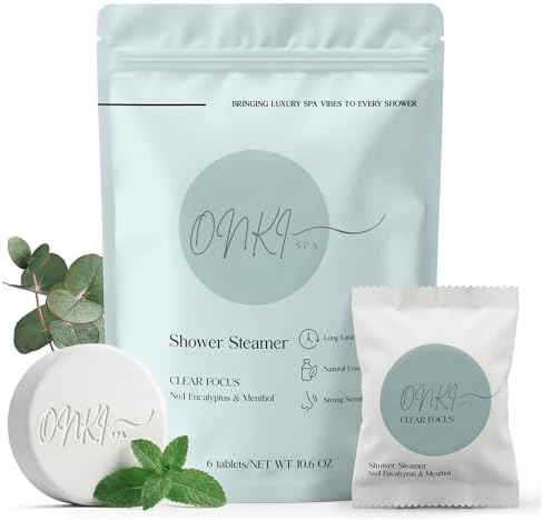 Eucalyptus Shower Steamers Aromatherapy 6 Pack – Eucalyptus Menthol Shower Steamer for Sinus Relief, Stress Relief & Self Care – Spa Shower Bombs for Women & Men by OnkiSpa