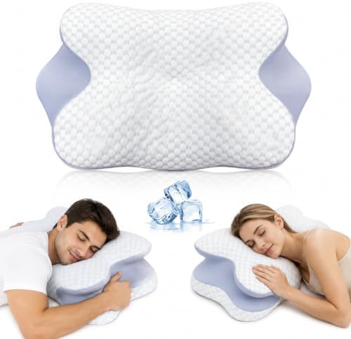 Cervical Neck Pillow for Neck Pain Relief, Cooling Memory Foam Pillow by Unknown
