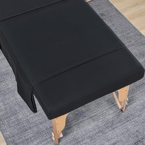 MRJ Soft 3 Piece Set Microfiber Massage Sheet Set,for Massage Tables,Includes Massage Flat Sheet,Massage Fitted Sheet and Face Rest Cover,Black - Image 3