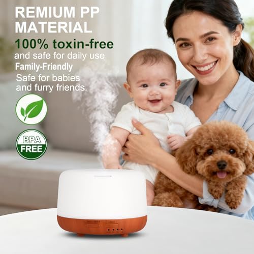 Marchred 300ML Essential Oil Diffuser, Small Aromatherapy Diffuser with Remote, 7-Color LED Light, 4 Timer Settings, Safe Auto-Off, for Bedroom, Desk, Home Office - Image 6