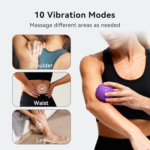 2.4" Mini Electric Vibrating Massage Ball, 10-Speed Fitness Yoga Massage Roller for Palm, Hand, Foot, Leg, Neck, Back, Multi-Directional Massage Ball (Violet) - Image 7