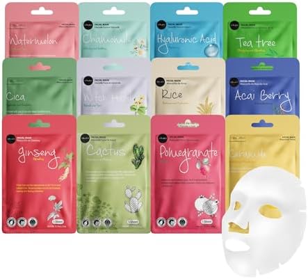 Celavi K-Beauty Skincare Essence Facial Face Mask Korea Skin Care Moisturizing C Set 12 Pack by C%C3%A9lavi