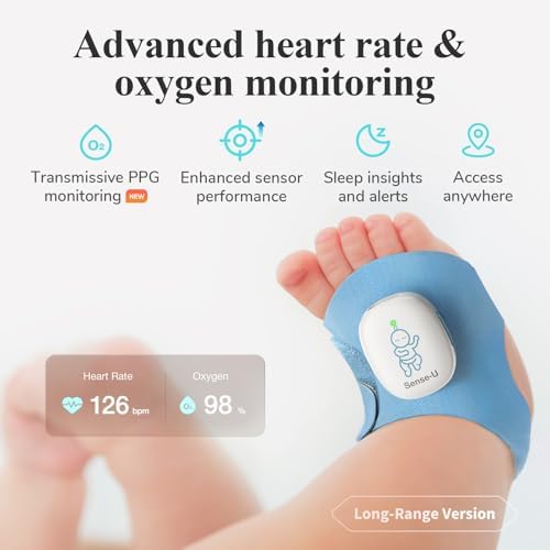 Sense-U Smart Sock Shoe 2 (Long Range) Baby Monitor with Access from Anywhere: Track Heart Rate, Sleep Patterns, with Transmissive PPG Foot Sensor - Image 2