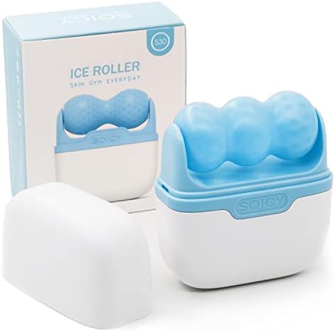 Leeshine Ice Roller for Face and Eyes - Facial Skin Care Tools with 2 in 1 Massage Roller and Travel Case Self Care Gift.Men Women (Blue) by Leeshine