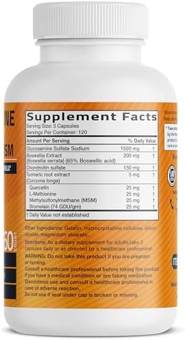 Bronson Glucosamine Chondroitin Turmeric & MSM Joint Support, 360 Capsules - Image 2