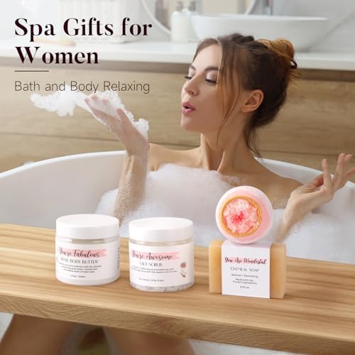 Spa Gifts for Women 13Pcs Mothers Day Gifts Happy Birthday Gift Baskets Christmas Relaxation Home SPA Kit Rose Bath Set Self Care Package Thank You Box for Mom Her Sister Teacher Friends Pink - Image 7