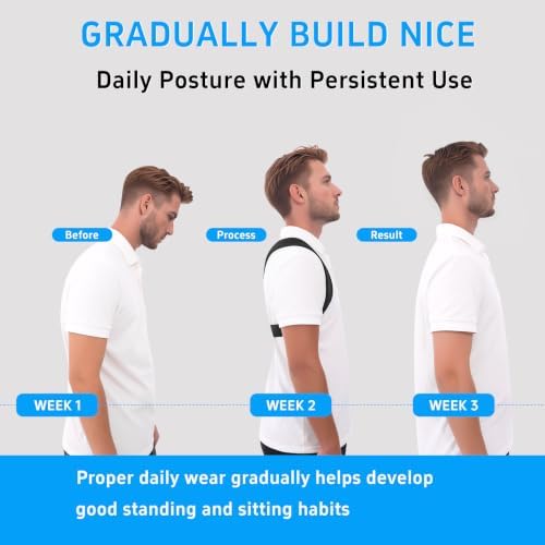 Back Brace Posture Corrector for Women Men Shoulder Support Straightener Pain Relief Upper Spine Hunchback Thoracic Device Plus Size Straps Correction Fixer Trainer Best Straight Black XX-Large/XXX-Large - Image 6