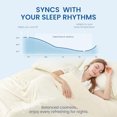 Cozy Bliss Cooling Comforter Queen Size, Reversible Lightweight Cooling Blankets for Hot Sleepers and Night Sweats, Q-Max>0.45 Soft Breathable Silky Smooth Summer Comforter, Snow Ivory, 90"x90" - Image 2
