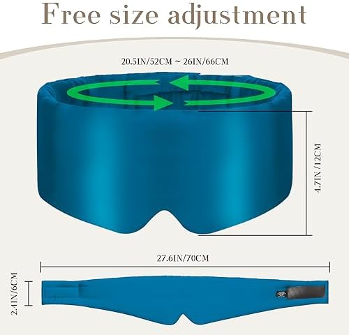 SECZIPE 100% Mulberry Silk Sleep Mask Eye Mask for Women Man with Adjustable Band, for Side Sleeper Blackout Sleep Mask for Travel Rest and Office Large Size (Blue) - Image 5