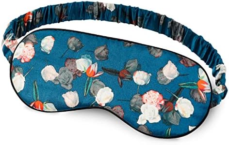 OLESILK 100% Natural Mulberry Silk Sleep Eye Mask Block Out Light, Fashion Printed Eye Mask Blindfold for Women Men Full Night Sleeping, Chic Eye Cover Eyeshade, Pattern 1 by OLESILK