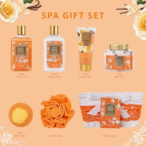 7Pcs Moisturizing Vanilla Spa Bath Gifts Set - Spa Gift Baskets for Women - Image 3
