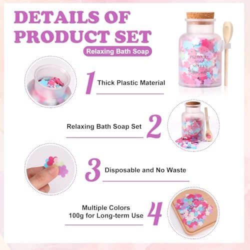 DOSTATNI Pedicure Soap Flowers Pedicure Foot Spa Tablets 10 Oz Plastic Bath Salts Jar Foot Soak Flower Paper Soap Sheet Softens Skin Botanicals Lavender Essential Oil Fast Dissolving Supplies - Image 3