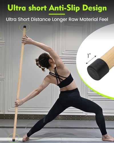 P Polerden Yoga Stick, 5ft Exercise Stick for Mobility, Stretching Stick with Non-Slip Ends, Exercise Dowel for Pilates, Balance Pole and Stretch Bar for Stretching Equipment - Image 4