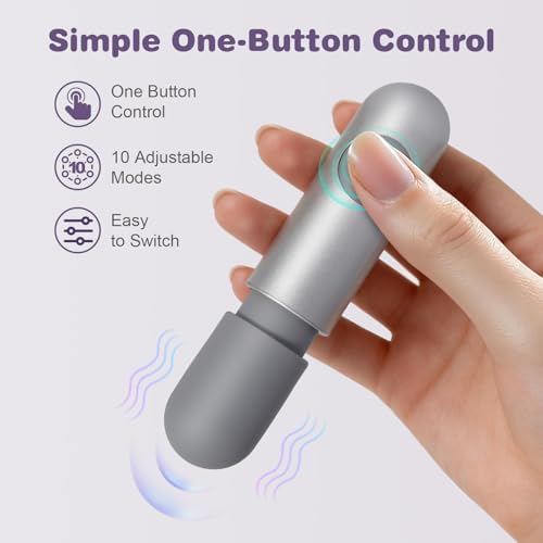 Mini Handheld Vibration Massager, Portable Cordless Massage Wand, 10 Modes Deep Tissue Muscle Relaxation Device, Quiet ≤40 dB Electric Massager for Back Neck Shoulder, Travel Size - Image 3