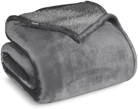 Bare Home Sherpa Fleece Blanket (Full/Queen, Grey with Grey Sherpa) by BareHome