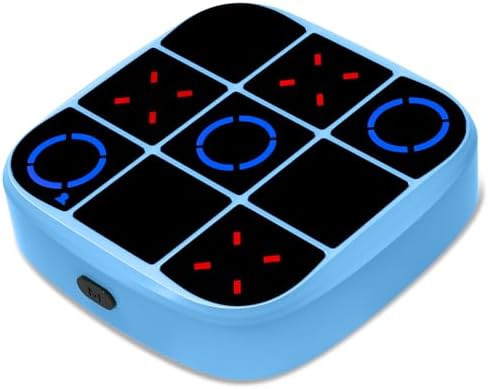 Tic-Tac-Toe Bolt Game, 4-in-1 Handheld Puzzle Games Console, Electronic Tic-Tac-Toe Game for Educational and Memory Growth, Portable Travel Games for Car Ride, Board Games for Kids and Adults (Blue) by KOQQQ-TicTacToeBoltGame
