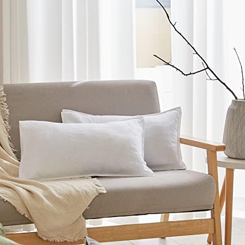 Simple&Opulence 100% Linen Lumbar Pillow Cover 12 x 20 Inches Set of 2 Rectangular Decorative Throw Cushion Cover for Couch Sofa Bed Living Room Office Soft Breathable Farmhouse - White by SimpleOpulence