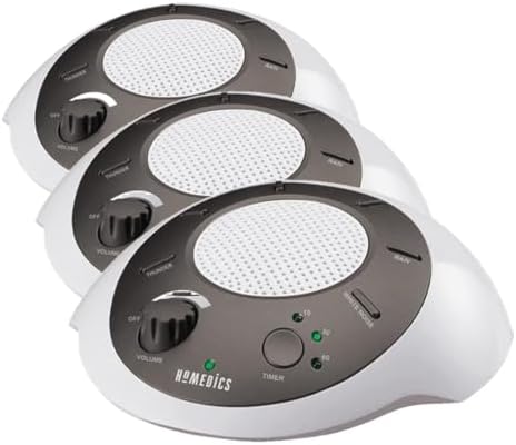 Homedics SoundSleep White Noise Sound Machine, Gold, Small Travel Sound Machine with 6 Relaxing Nature Sounds, Portable Sound Therapy for Home, Office, Nursery, Auto-Off Timer, by Homedics (Pack of 3) by Homedics
