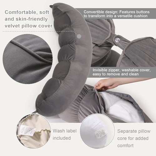 Peallow(Pat. Pend) – Long Round Body Pillow for Adults, Bolster Pillow for Sleeping, Soft and Supportive Pillow for Sleeping & Lumbar Support (Urban Grey, 29.5") - Image 4