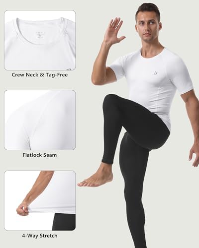 Roadbox Compression Shirt Men Short Sleeve, Cool Dry Base Layer Athletic Undershirts, Workout T-Shirt for Sports Gym Running - Image 5