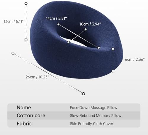 xiaomubiao Face Down Pillows for Massage Table, Massage Headrest for Bed, Face Pillow for Stomach Sleeping, BBL Pillow After Surgery Post Eye Surgery & Vitrectomy Recovery, Removable Cover, Navy Blue - Image 2