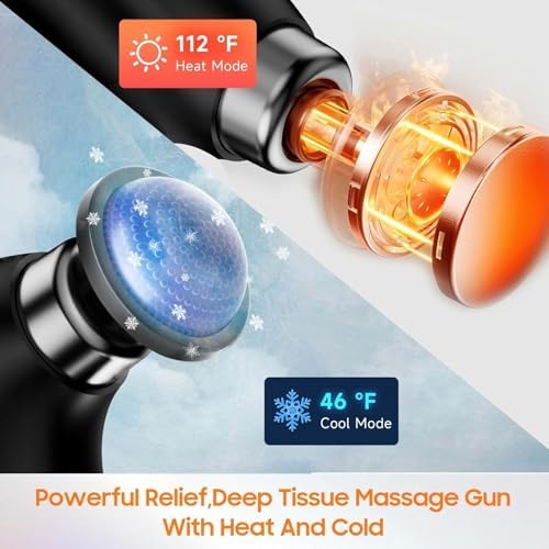 Massage Gun with 10 Replacement Heads, Massage Gun with Heat, Back Massager for Pain Relief Deep Tissue, Massager for Shoulder & Back Muscle Recovery, (Black) - Image 2