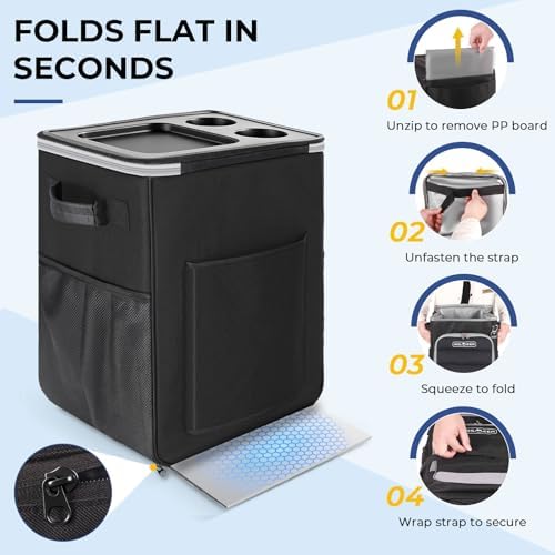 INSMEER 2-in-1 Rolling Cooler with Wheels, 60 Cans Collapsible Soft Sided Cooler on Wheels, Hard Top with 2 Cup Holders, Insulated 100% Leakproof Wheeled Cooler Bag for Beach Camping Outdoor - Image 4