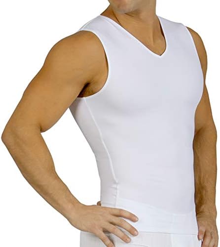 Insta Slim Mens Compression Sleeveless V Neck Muscle Shirt- Slimming Body Shaper Undershirt - Image 3
