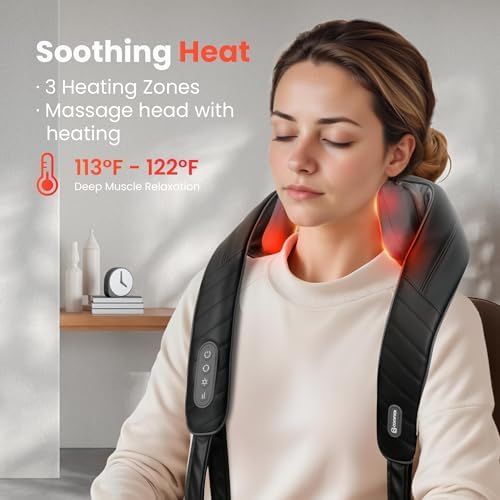 COMFIER Cordless Neck Shoulder Massager with Heat,Classic Black - Image 4