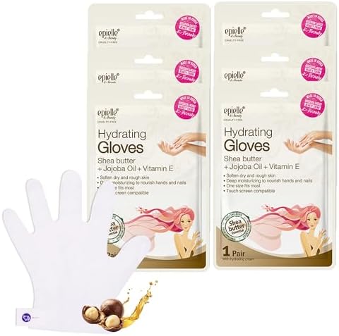 Epielle Hydrating Hand Mask 6 Pairs, Relieve and Soften with Shea Butter & Jojoba Oil, Deep Moisturizing Gloves for Dry, Cracked Hands, Self Care Gifts for Women, Spa Kit by Epielle