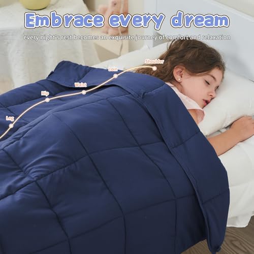 Weighted Blanket 5lbs, 36"x48", Cooling Heavy Throw Blanket for 20-40lbs, Microfiber Soft Big Blankets Weighted Comforter, Navy - Image 4