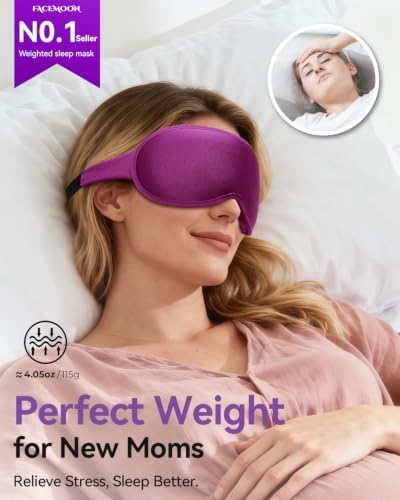 FACEMOON 3D Blackout Weighted Sleep Mask for Women, Relaxation Gift for Mom - Image 2
