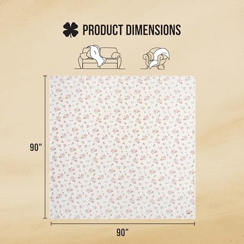 Lucky Brand Daisy Ivory Floral 90"X90" Cozy Plush Blanket - Premium Microfiber Throw for Luxurious Comfort and Style Full/Queen Size - Image 2