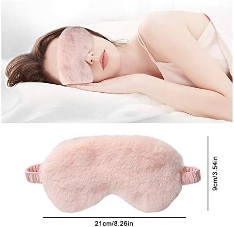 Faux Fur Eye Mask 2PCS Soft Plush Sleeping Blindfold, Coral Pink - Image 5