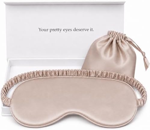 Silk Sleep Mask Light Blocking Luxury 100% Mulberry 19mm Silk Eye Mask Eye Cover Blindfold Ultra Soft Light & Comfy Anti Aging Skin Care with Travel Bag Gift Package by YanserSelection
