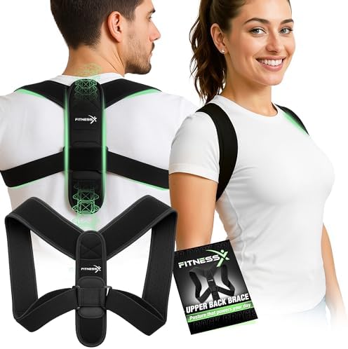 Posture Corrector for Women and Men – Adjustable Back Brace Posture Corrector & Upper Back Support – Back Straightener Posture Brace for Shoulder, Neck & Back Pain Relief – Comfortable Back Posture Corrector by FitnessX