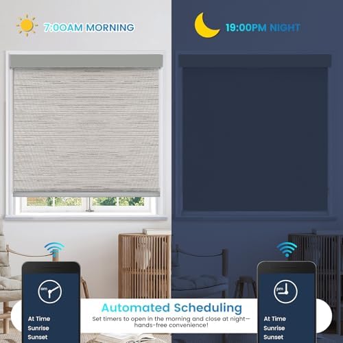 Motorized 100% Blackout Roller Shades – Smart Blinds with Remote Control, Rechargeable Battery or Plug-in Motor, Tuya WiFi Optional, Home & Office Automatic Window Shades (Warm Khaki/CH9428) - Image 6